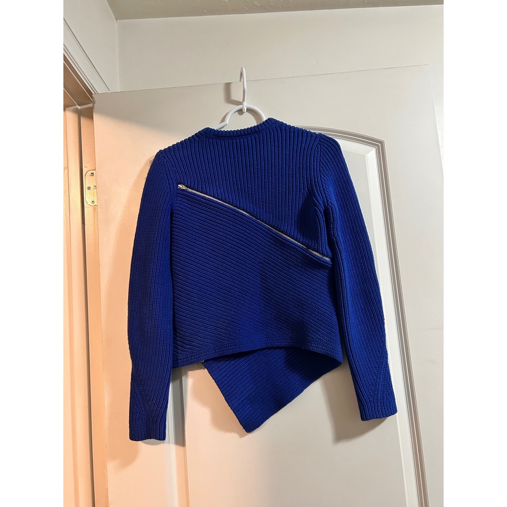 Alexander Wang Knit Sweater Royal Blue Asymmetrical Zipper Size S - Picture 2 of 6